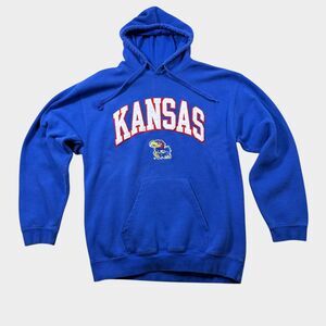 Vintage Kansas Jayhawks Hoodie Reebok Heisman Blue Embroidered Y2K NCAA KU